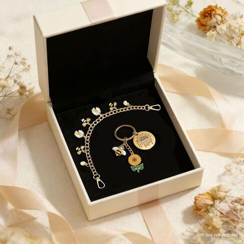 قطعتان من حليات حقيبة النحلة ديزي اللؤلؤية - سلاسل حقائب ذهبية اللون مع سلاسل مفاتيح على شكل نحلة وعباد الشمس، سلسلة تمديد قابلة للتبديل لحقائب اليد والمحافظ وحقائب اليد الكبيرة وإكسسوارات حزام كروس للنساء in Kuwait