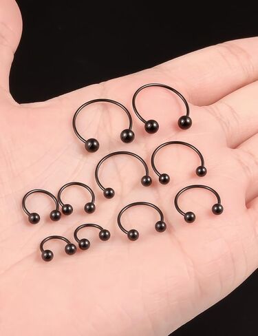 Septum Rings 18G Surgical Steel Snake Bite Jewelry Round Balls Horseshoe Lip Rings Smiley Piercing Jewelry for Women Men 6mm 8mm 10mm 12mm 14mm in Saudi Arabia