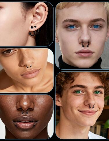 Septum Rings 18G Surgical Steel Snake Bite Jewelry Round Balls Horseshoe Lip Rings Smiley Piercing Jewelry for Women Men 6mm 8mm 10mm 12mm 14mm in Saudi Arabia