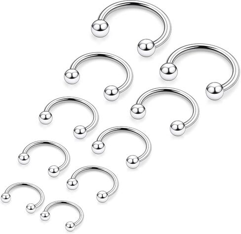 Septum Rings 18G Surgical Steel Snake Bite Jewelry Round Balls Horseshoe Lip Rings Smiley Piercing Jewelry for Women Men 6mm 8mm 10mm 12mm 14mm in Saudi Arabia