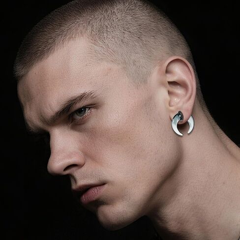 Single Flare Glass Ear Gauges Stretching Kits 2PCS C-Shape Septum Ring+ 2PCS Single Flare Glass Plugs with O-Rings Crazy Domed Body Piercing Jewelry Set in Saudi Arabia