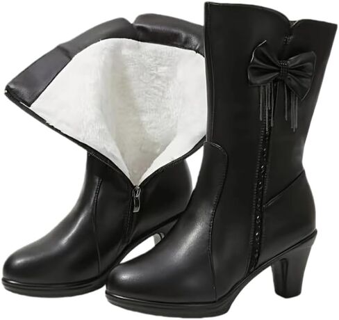 Fashionable ladies' boots - Large size. Thick and warm lining. Butterfly knot design. Soft and comfortable. Suitable for all occasions. in Kuwait