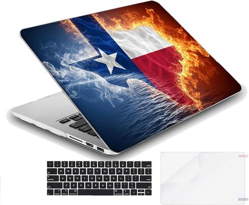 متوافق مع جهاز MacBook Pro مقاس 16 بوصة، غطاء صلب مع غطاء لوحة مفاتيح وواقي شاشة (A2141، إصدار 2020 2019) - علم تكساس MC21778 in Kuwait