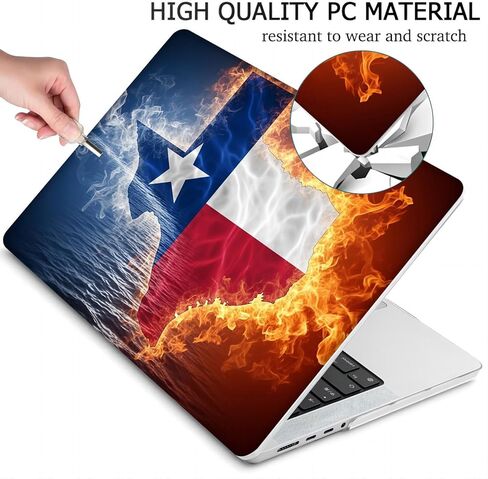 متوافق مع جهاز MacBook Pro مقاس 16 بوصة، غطاء صلب مع غطاء لوحة مفاتيح وواقي شاشة (A2141، إصدار 2020 2019) - علم تكساس MC21778 in Kuwait