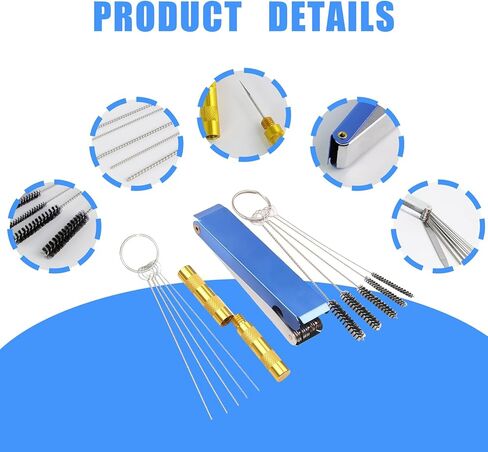 Carburetor Cleaning Kit, Torch Tip Cleaner, 13 Clean Line Set + 5 Cleaning Needles + 5 Nylon Brushes + 1 Sharp Pick Needle, for Motorcycle ATV Lawn Equipment Carb Welding Stove Spray Gun in Saudi Arabia