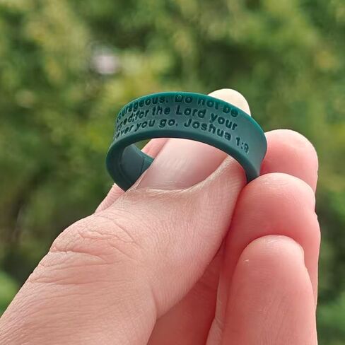 Christian Cross Silicone Rings 8mm Square Pattern Silicone Ring Engagement Rubber Rings Bible Verse Quote Faith Inspirational Men Women Religious Jewelry,Size8-13 in Saudi Arabia