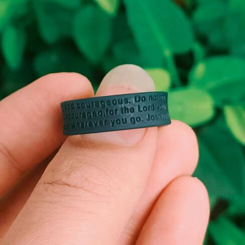 Christian Cross Silicone Rings 8mm Square Pattern Silicone Ring Engagement Rubber Rings Bible Verse Quote Faith Inspirational Men Women Religious Jewelry,Size8-13 in Saudi Arabia