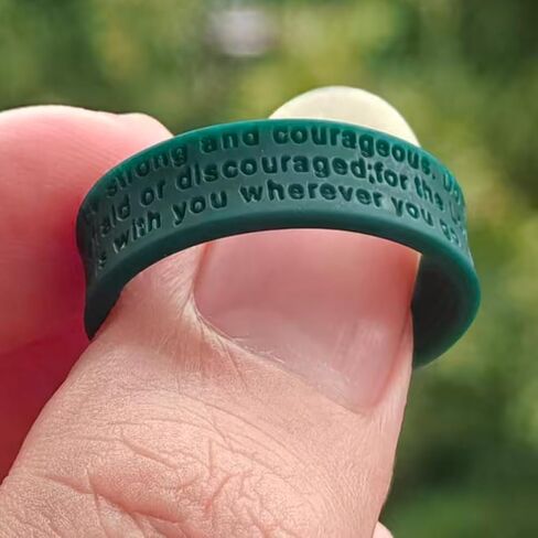 Christian Cross Silicone Rings 8mm Square Pattern Silicone Ring Engagement Rubber Rings Bible Verse Quote Faith Inspirational Men Women Religious Jewelry,Size8-13 in Saudi Arabia