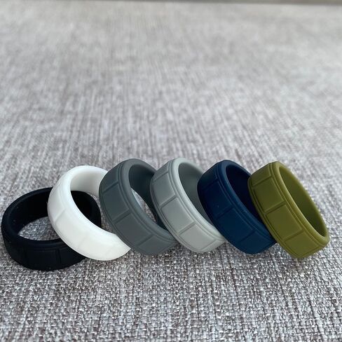 Christian Cross Silicone Rings 8mm Square Pattern Silicone Ring Engagement Rubber Rings Bible Verse Quote Faith Inspirational Men Women Religious Jewelry,Size8-13 in Saudi Arabia