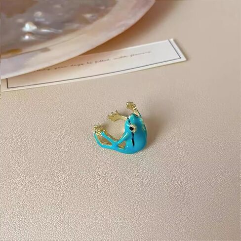 2 Pcs Adjustable Tree Frog Ring for Women - Cute and Creative Open Frog Shape, Delicate Green Fashion Jewelry for Funny Gift in Saudi Arabia