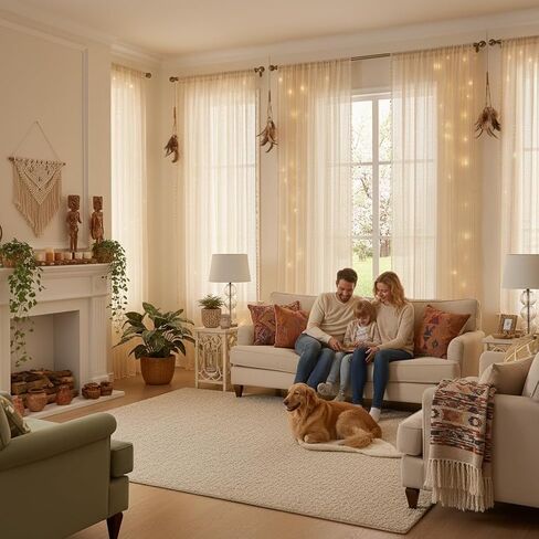 Vintage Sheer Curtains 90 inches Long - Privacy Non See Through Lace Crochet Curtain with Tassel Trim, Rod Pocket Window Treatments for Living Room,Bedroom (Set of 2 Panels,W59 xL90) in Kuwait