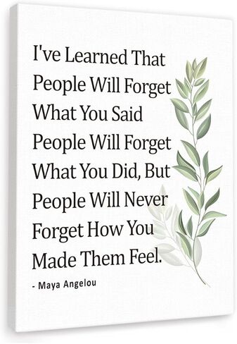 Gwisml Inspirational Quote Canvas Wall Art Motivational I've Learned That People Will Never Forget How You Made Them Feel Quote Canvas Print Positive Painting for Women Home Office Wall Decor in Kuwait