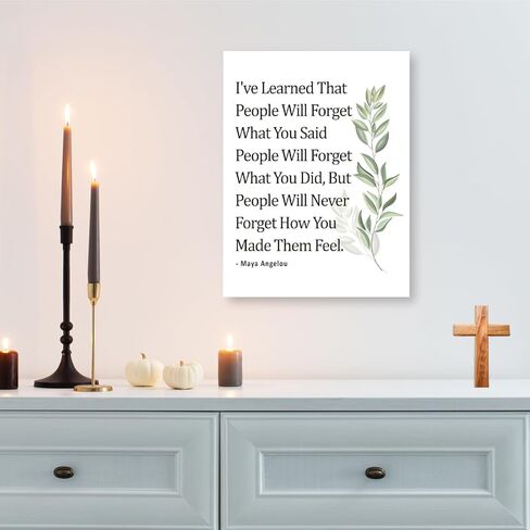 Gwisml Inspirational Quote Canvas Wall Art Motivational I've Learned That People Will Never Forget How You Made Them Feel Quote Canvas Print Positive Painting for Women Home Office Wall Decor in Kuwait