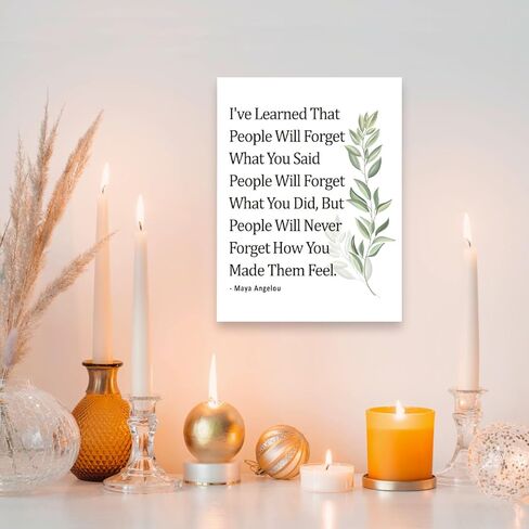 Gwisml Inspirational Quote Canvas Wall Art Motivational I've Learned That People Will Never Forget How You Made Them Feel Quote Canvas Print Positive Painting for Women Home Office Wall Decor in Kuwait