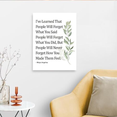 Gwisml Inspirational Quote Canvas Wall Art Motivational I've Learned That People Will Never Forget How You Made Them Feel Quote Canvas Print Positive Painting for Women Home Office Wall Decor in Kuwait