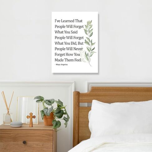 Gwisml Inspirational Quote Canvas Wall Art Motivational I've Learned That People Will Never Forget How You Made Them Feel Quote Canvas Print Positive Painting for Women Home Office Wall Decor in Kuwait