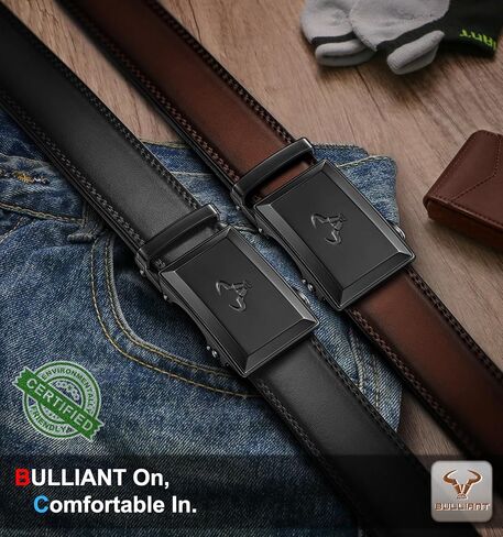 BULLIANT Men Belt-Ratchet Leather Belt Adjsutable For Jeans Dress Casual Pant 1 3/8"- Cut For Fit in Saudi Arabia