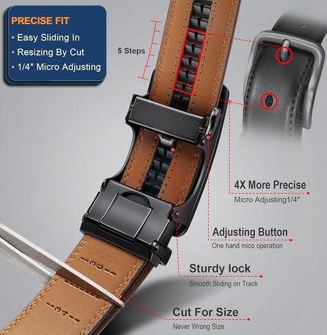 BULLIANT Men Belt-Ratchet Leather Belt Adjsutable For Jeans Dress Casual Pant 1 3/8"- Cut For Fit in Saudi Arabia