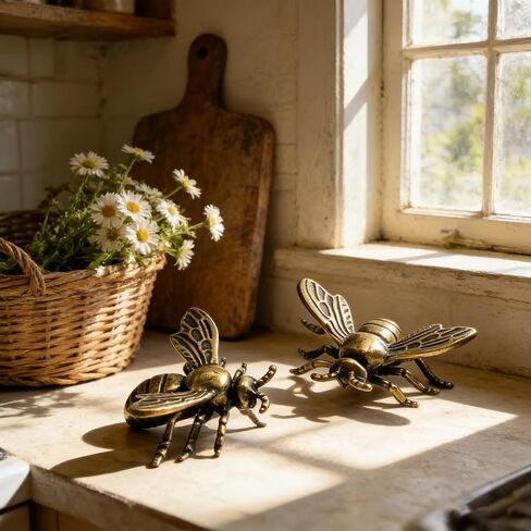 Brass Bee Figurines Collectible Bee Decor Statues Gold Bumble Bee Decor, Honey Bee Decor Brass Decor, Metal Insect Figurine for Home Desk Indoor Feng Shui & Artistic Collectible in Saudi Arabia