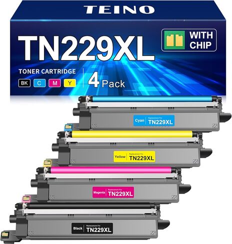 TEINO Compatible TN229XL Toner Cartridges Replacement for Brother TN229 TN 229XL Toner to use with MFC-L3720CDW MFC-L3780CDW HL-L3220CDW HL-L3280CDW HL-L3300CDW HL-L3295CDW Printer TN-229XL 4 Pack in Kuwait