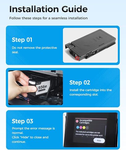 خراطيش حبر 936e 936XL مع مجموعة شرائح 4 عبوات عالية الإنتاجية متوافقة مع حبر HP 936 936e يعمل مع طابعة HP OfficeJet Pro 9125e 9135e 9110b 9128e 9130b 9122e 9120e 9730e أسود سماوي أرجواني أصفر in Kuwait