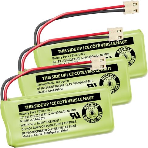 VTech Battery Pack Compatible with Most and AT&T DECT 6.0 Cordless Phone Handsets and Most Audio Baby Monitors, NiMH Rechargeable Batteries, Replacement Batteries: BT183342/BT283342, Pack of 2 in Saudi Arabia