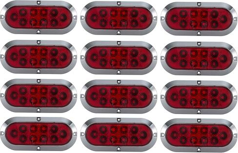 Long Haul Red 6 بوصات إيقاف تثبيت على السطح البيضاوي / الذيل / تشغيل LED مع إطار من الكروم | طقم (عبوتان) in Kuwait
