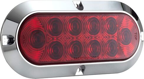 Long Haul Red 6 بوصات إيقاف تثبيت على السطح البيضاوي / الذيل / تشغيل LED مع إطار من الكروم | طقم (عبوتان) in Kuwait