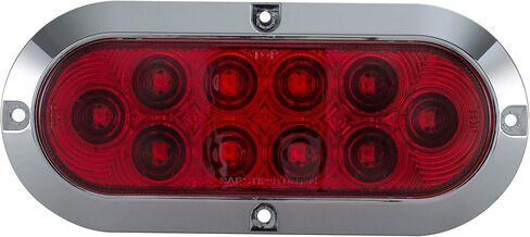 Long Haul Red 6 بوصات إيقاف تثبيت على السطح البيضاوي / الذيل / تشغيل LED مع إطار من الكروم | طقم (عبوتان) in Kuwait