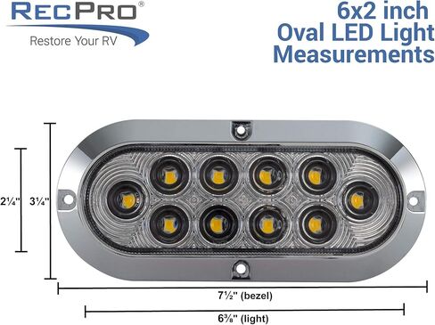 Long Haul Red 6 بوصات إيقاف تثبيت على السطح البيضاوي / الذيل / تشغيل LED مع إطار من الكروم | طقم (عبوتان) in Kuwait