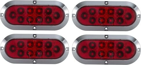Long Haul Red 6 بوصات إيقاف تثبيت على السطح البيضاوي / الذيل / تشغيل LED مع إطار من الكروم | طقم (عبوتان) in Kuwait