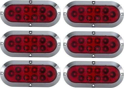 Long Haul Red 6 بوصات إيقاف تثبيت على السطح البيضاوي / الذيل / تشغيل LED مع إطار من الكروم | طقم (عبوتان) in Kuwait