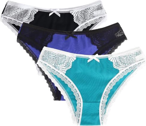 Women's Cotton Panties - Sexy Cotton Lace Panties with Bow, Organic Cotton Blend, Comfortable & Breathable for Daily Wear in Saudi Arabia