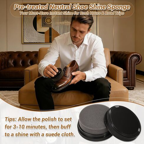مجموعة تلميع الأحذية الجلدية مكونة من 8 قطع - مجموعة تلميع الأحذية كهدية للرجال مع طلاء أحذية محايد باللون الأسود والبني، وفرشاة تلميع الأحذية المصنوعة من شعر الخيل، ومجموعة تنظيف الأحذية المصنوعة من القماش والإسفنج اللامع للأحذية الجلدية in Kuwait