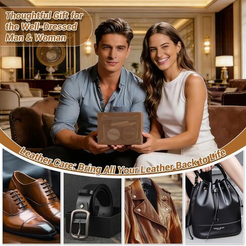 مجموعة تلميع الأحذية الجلدية مكونة من 8 قطع - مجموعة تلميع الأحذية كهدية للرجال مع طلاء أحذية محايد باللون الأسود والبني، وفرشاة تلميع الأحذية المصنوعة من شعر الخيل، ومجموعة تنظيف الأحذية المصنوعة من القماش والإسفنج اللامع للأحذية الجلدية in Kuwait