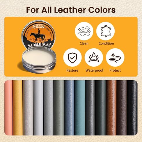4 Pcs Leather Cleaner Boots Shoes Cleaning Kit-3.52oz Saddle Soap for Leather Items Cleaning, Including One Horsehair Shoes Polish Brush, Shine Cloth and Sponge Pad in Saudi Arabia