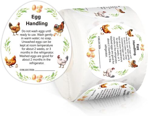 500Pcs Egg Stickers for Fresh Farm 2 Inch Cartoon Eggs Stickers Roll Market Egg Handling Labels Unwashed Egg Packaging Sticker for Chicken Quail Farmhouse in Saudi Arabia