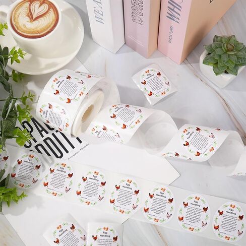 500Pcs Egg Stickers for Fresh Farm 2 Inch Cartoon Eggs Stickers Roll Market Egg Handling Labels Unwashed Egg Packaging Sticker for Chicken Quail Farmhouse in Saudi Arabia
