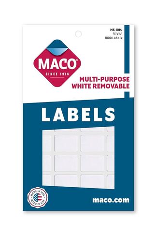 MACO White Rectangular Multi-Purpose Labels, 5/8 x 7/8 Inches, 1000 Per Box (MS-1014) in Kuwait