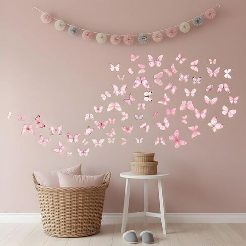 65 Pcs Glow in The Dark Wall Decals, Luminous Butterfly Wall Decor, Watercolor Butterfly Wall Sticker for Living Room Bedroom Dining Room in Kuwait