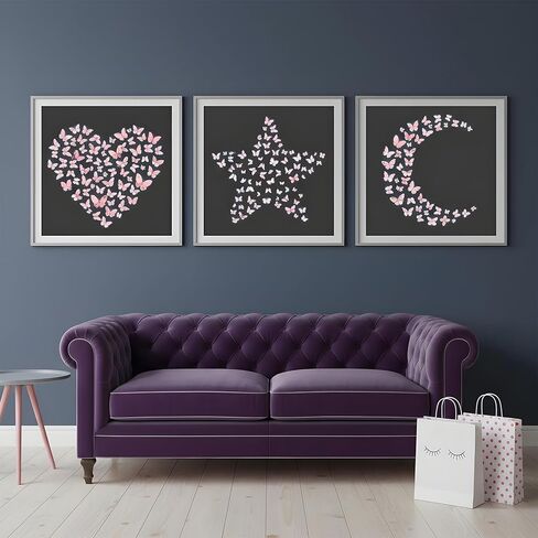 65 Pcs Glow in The Dark Wall Decals, Luminous Butterfly Wall Decor, Watercolor Butterfly Wall Sticker for Living Room Bedroom Dining Room in Kuwait
