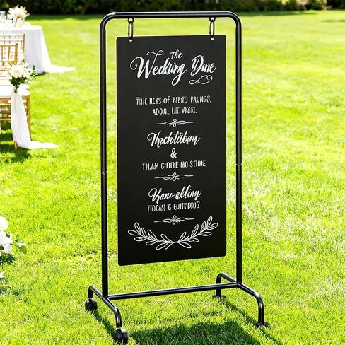 4 لافتة سبورة معدنية بإطار على شكل حرف A مع عجلات، لوحة ساندويتش كبيرة مزدوجة الجوانب مقاس 40 بوصة × 20 بوصة، حامل مقاوم للطقس ومستقر للمطاعم والمقهى والأعمال التجارية والزفاف in Kuwait