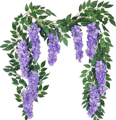 CISDUEO Wisteria Hanging Flowers Wisteria Flowers Vine Garland Wedding Arch Decoration Purple Blue 6.56 Ft Artificial Wisteria Vines Hanging Flower Vines Silk for Party Garden Home Table Backdrop in Kuwait