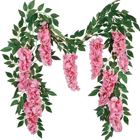 CISDUEO Wisteria Hanging Flowers Wisteria Flowers Vine Garland Wedding Arch Decoration Purple Blue 6.56 Ft Artificial Wisteria Vines Hanging Flower Vines Silk for Party Garden Home Table Backdrop in Saudi Arabia