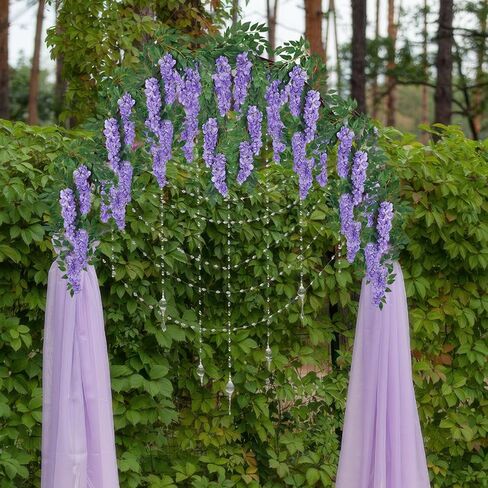 CISDUEO Wisteria Hanging Flowers Wisteria Flowers Vine Garland Wedding Arch Decoration Purple Blue 6.56 Ft Artificial Wisteria Vines Hanging Flower Vines Silk for Party Garden Home Table Backdrop in Saudi Arabia