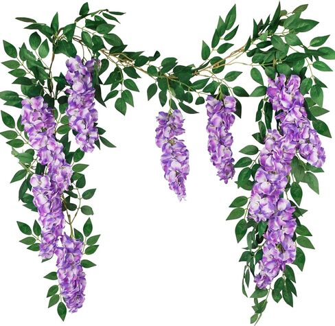 CISDUEO Wisteria Hanging Flowers Wisteria Flowers Vine Garland Wedding Arch Decoration Purple Blue 6.56 Ft Artificial Wisteria Vines Hanging Flower Vines Silk for Party Garden Home Table Backdrop in Saudi Arabia