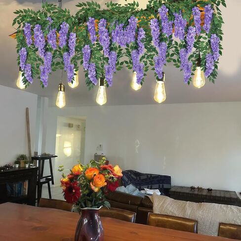 CISDUEO Wisteria Hanging Flowers Wisteria Flowers Vine Garland Wedding Arch Decoration Purple Blue 6.56 Ft Artificial Wisteria Vines Hanging Flower Vines Silk for Party Garden Home Table Backdrop in Saudi Arabia
