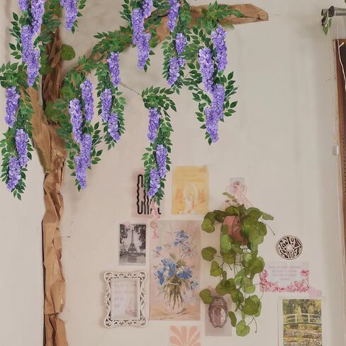 CISDUEO Wisteria Hanging Flowers Wisteria Flowers Vine Garland Wedding Arch Decoration Purple Blue 6.56 Ft Artificial Wisteria Vines Hanging Flower Vines Silk for Party Garden Home Table Backdrop in Saudi Arabia