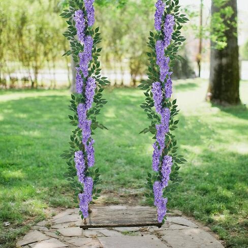 CISDUEO Wisteria Hanging Flowers Wisteria Flowers Vine Garland Wedding Arch Decoration Purple Blue 6.56 Ft Artificial Wisteria Vines Hanging Flower Vines Silk for Party Garden Home Table Backdrop in Saudi Arabia