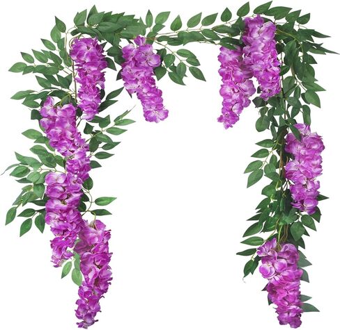 CISDUEO Wisteria Hanging Flowers Wisteria Flowers Vine Garland Wedding Arch Decoration Purple Blue 6.56 Ft Artificial Wisteria Vines Hanging Flower Vines Silk for Party Garden Home Table Backdrop in Saudi Arabia